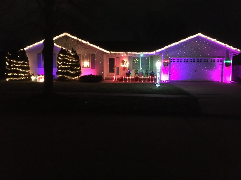 Lights on the home of 1306 Meaghan Drive