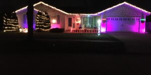 Lights on the home of 1306 Meaghan Drive